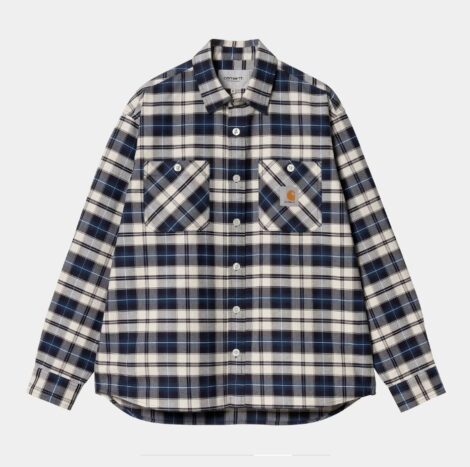 Рубашка Carhartt I034545 Tarbell Shirt LS check dark navy white_2