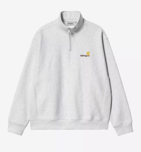 Толстовка Carhartt I027014 Half Zip American Script ash heather_4